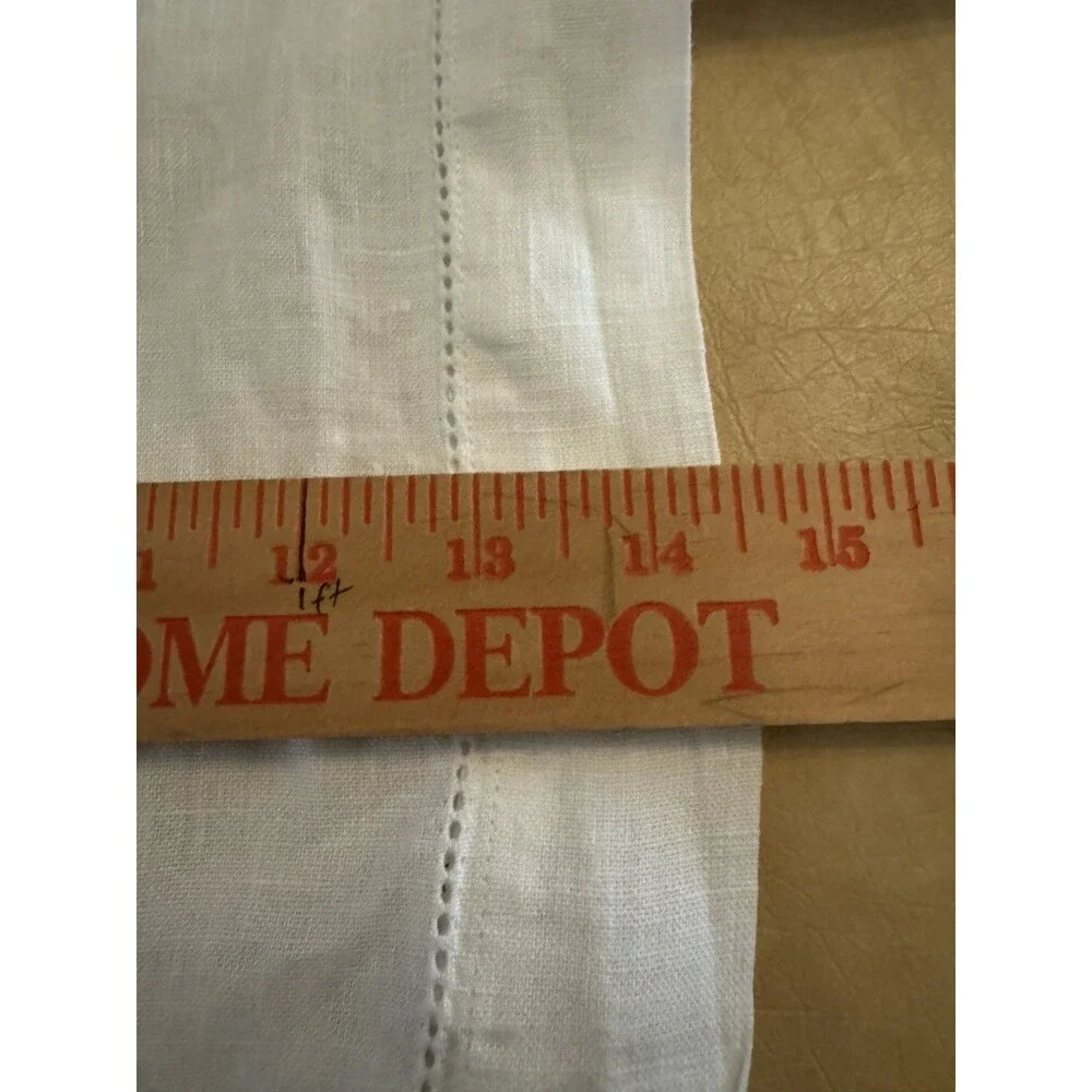 Linen White Table Runner 106 Inches Long Hemstitch stitch Farmhouse cottagecore